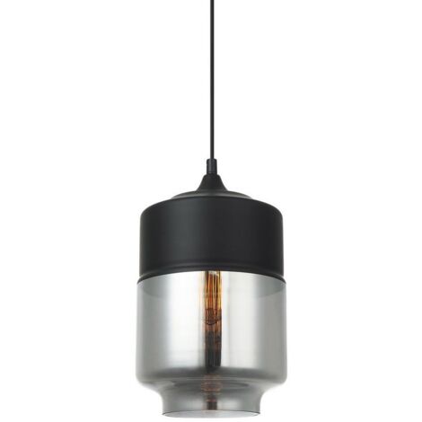 Italux Molina - Luminaire suspendu moderne noir 1 lumière avec abat-jour noir fumé, dimmable E27 (1/2)