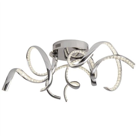 Searchlight Twirls - Plafonnier encastré à 3 ampoules DEL intégré chrome, verre cristal (1/3)