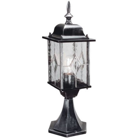 Elstead Wexford - Lanterne sur piédestal d'extérieur à 1 ampoule noir argent IP43, E27 (1/4)