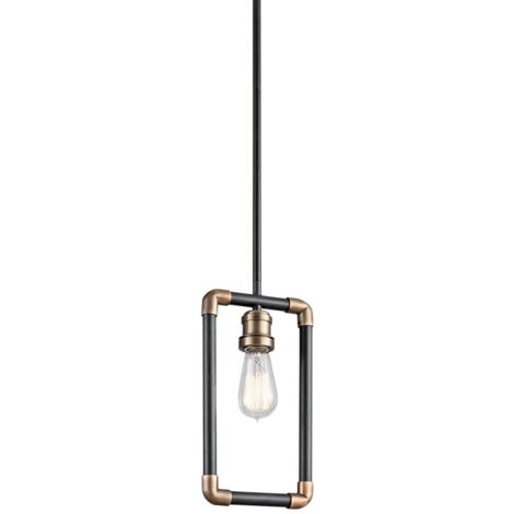 Elstead Imahn - Mini plafonnier à 1 ampoule noir, laiton naturel, E27 (1/5)