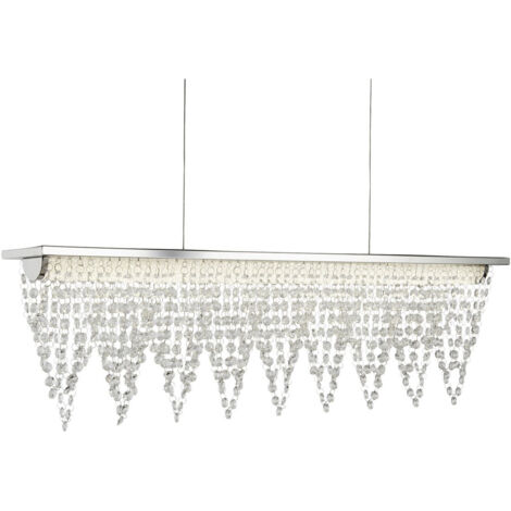 Searchlight Drape Suspension de plafond à barre LED en métal chromé et cristal transparent (1/4)