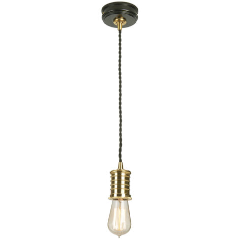 Elstead Douille - Plafonnier à 1 lumière, noir, laiton, E27 (1/4)
