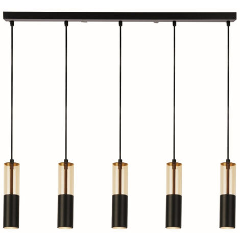 Merrygold Suspension de plafond à 5 lumières, acrylique ambre et noir (1/4)