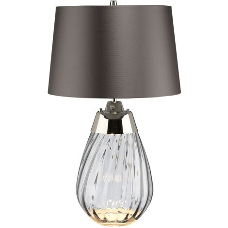 Elstead Lena petite lampe de table fumée à 2 lumières, verre teinté fumée, abat-jour ardoise, E27 (1/3)