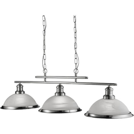 Searchlight Bistro - Suspension à 3 ampoules au plafond, argent satiné, verre acide, E27 (1/4)