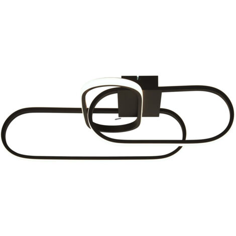 Plafonnier design luminaire lampe de salon LED courbé noir opale aluminium CCT (1/4)