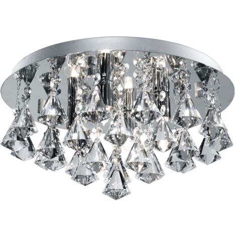 Searchlight Bathroom - Plafonnier de salle de bain à 4 ampoules Chrome, transparent et verre IP44, G9 (1/5)