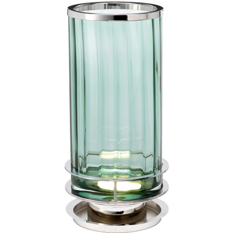 Arno Lampe à Poser Métallerie Nickel Poli, Verre Vert (1/5)