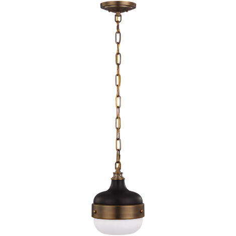 Elstead Cadence - Mini suspension plafonnier à 1 ampoule en laiton antique, noir, E27 (1/4)