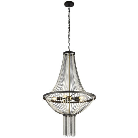 Searchlight Baguette Luminaire suspendu à 5 ampoules, noir, laiton satiné (1/3)