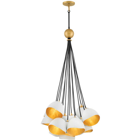 Nula Lisa McDennon par Hinkley Suspension 15 Lumières Shell Blanc, Or Luxe (1/5)