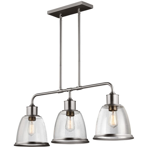 Elstead Hobson - Luminaire suspendu à 3 ampoules au plafond pour îlot, nickel satiné, E27 (1/5)
