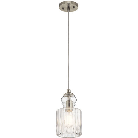 Suspension à 1 lumière Elstead Riviera, nickel brossé, E27 (1/5)