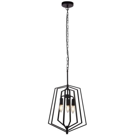 Searchlight SLINKY - Pendentif de plafond cage noir mat réglable à 3 ampoules en métal (1/3)