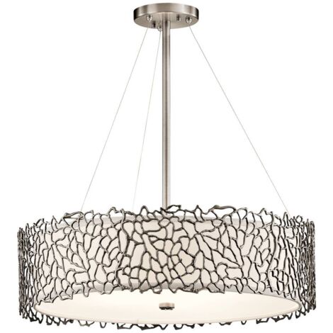 Elstead Coral - Suspension à 4 ampoules au plafond en étain classique, corail argenté, E27 (1/5)