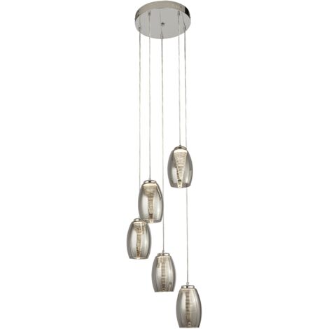 Searchlight Cyclone Suspension à 5 lumières Drop, verre fumé 3000K (1/3)