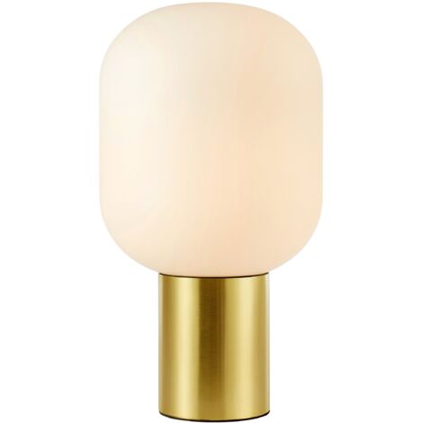 Markslojd BROOKLYN Lampe de Table 1 Globe Light 44cm Laiton Brossé, Blanc (1/3)
