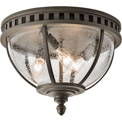 Elstead Halleron - Plafonnier extérieur à 3 ampoules, gris clair IP44, E14 (1/5)