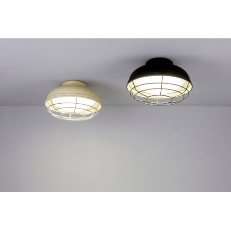 Faro Barcelona – Plafonnier extérieur 2 ampoules E27 – Métal et verre beige – IP44 pour protection intempéries – Dimmable – Diamètre 29,7 cm