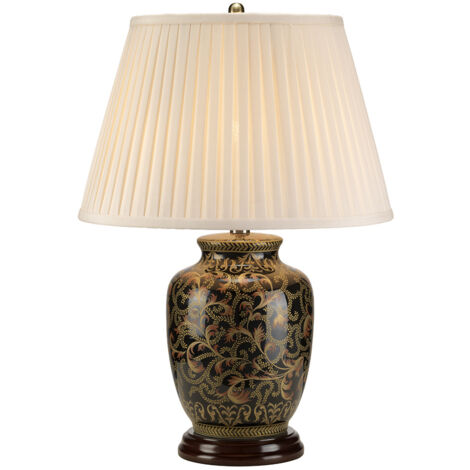 Elstead Morris - Petite Lampe de Table à 1 Lumière Noir, Or, E27 (1/2)