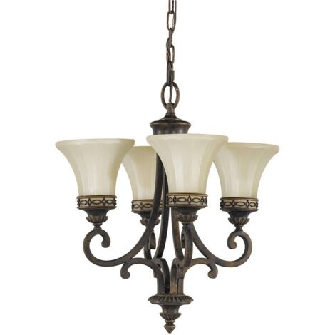 Elstead Drawing Room - Lustre à bras multiples au fini noyer à 4 ampoules, E27 (1/5)