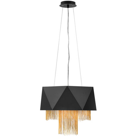 Suspension à 6 lumières Elstead Zuma, noir satiné, or, E27 (1/5)