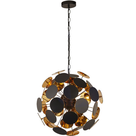 Searchlight DISCUS - Plafonnier à 4 ampoules, noir, or (1/5)