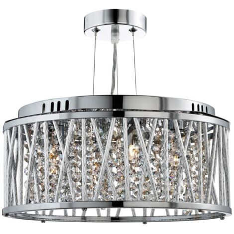 Searchlight Elise - Luminaire suspendu à 3 ampoules au fini chrome avec cristaux, G9 (1/3)