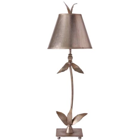 Elstead Red Bell - 1 Lampe de Table Lumineuse Design Feuilles Florales Argentées, E27 (1/4)