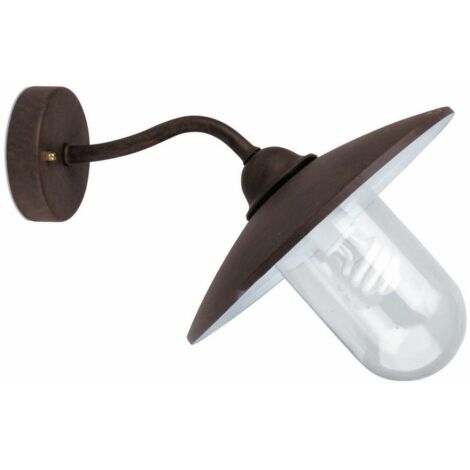 Faro Barcelona – Applique extérieure brun oxyde IP44 – Acier – E27 – Pour espaces humides – Modèle WALLY