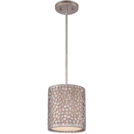 Elstead Confetti - Mini suspension ronde à 1 ampoule au plafond vieil argent, E27 (1/5)