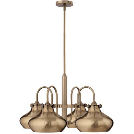 Elstead Hinkley Congress Lampe à Suspension Multi Arm Dome Shades 4x E27 Caramel Brossé (1/5)