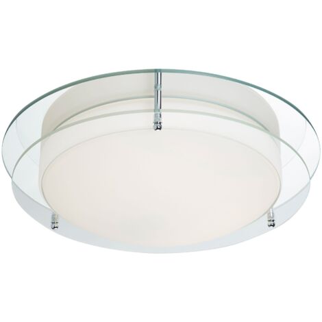 Searchlight Bathroom Flush - Plafonnier LED Salle de Bain Chrome, Clair et Verre IP44 (1/4)
