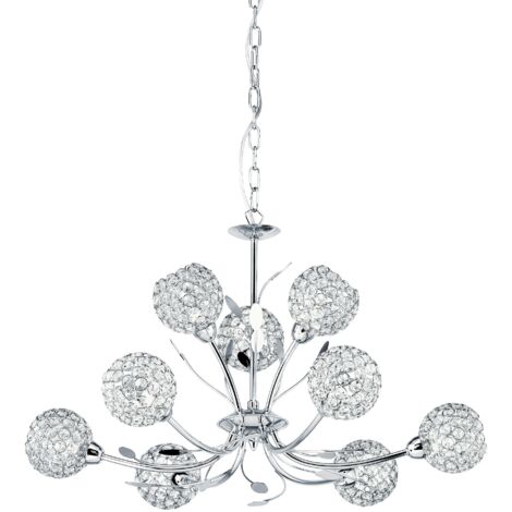 Searchlight Bellis - Suspension de plafond à 9 bras multiples Flower Design Flower Design Chrome, Glass Nine, G9 (1/3)