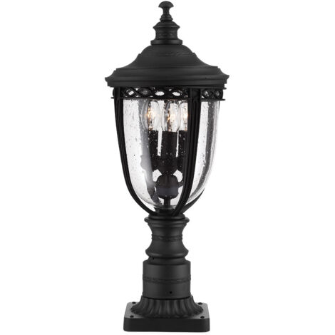 Elstead English Bridle - Piédestal extérieur moyen à 3 ampoules, noir IP44, E14 (1/5)