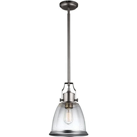 Elstead Hobson - Luminaire suspendu à 1 ampoule à dôme moyen, nickel satiné, E27 (1/3)