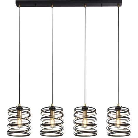 Searchlight Spring Suspension Barre 4 Lumières, Noir Et Or (1/3)