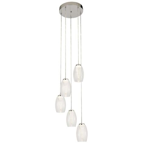 Searchlight Cyclone Suspension à 5 lumières Drop, verre transparent 3000K (1/2)