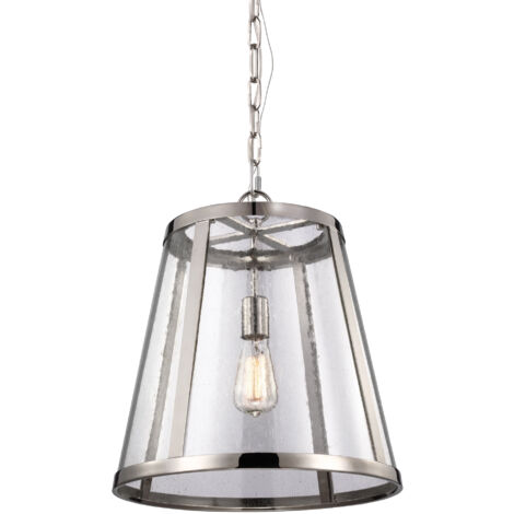 Elstead Harrow - Luminaire suspendu moyen à 1 ampoule, nickel poli, E27 (1/5)