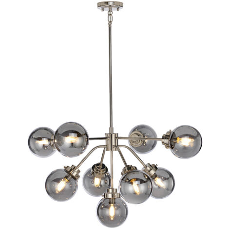 Lustre à 9 ampoules Elstead Kula, nickel poli, E14 (1/5)