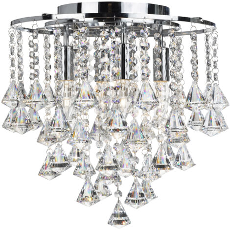 Searchlight Dorchester - Plafonnier à 4 ampoules au fini chrome, cristal, E14 (1/4)