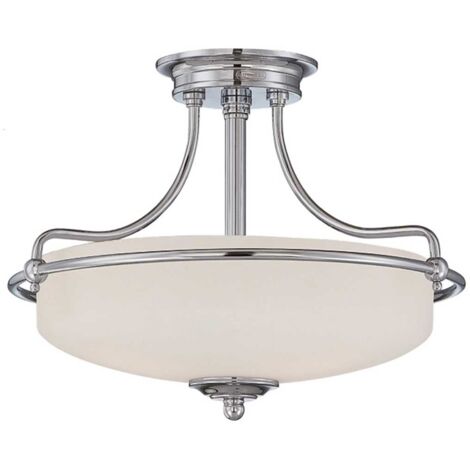 Elstead Griffin - Plafonnier semi-affleurant à 3 ampoules, chrome poli, E27 (1/4)