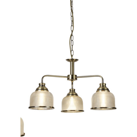 Searchlight Bistro - Plafonnier à 3 ampoules à bras multiples blanc, laiton antique, E27 (1/4)