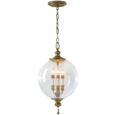 Elstead Argento - Suspension à 3 ampoules au fini feuille d'argent oxydé, E14 (1/4)