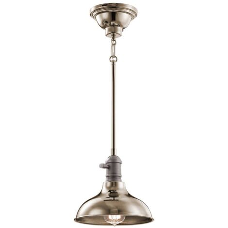 Elstead Cobson - Suspension à 1 ampoule Mini Dome, nickel poli, E27 (1/5)