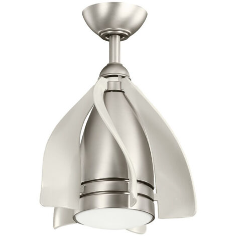 Elstead Kichler Terna Ventilateur de plafond 5 pales 38 cm avec télécommande LED Nickel brossé (1/5)