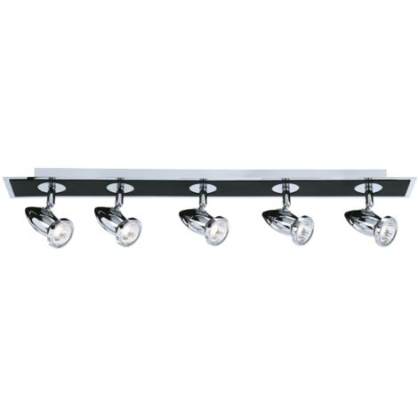 Searchlight Comet - Barre de projecteur de plafond réglable à 5 ampoules, chrome, noir mat, GU10 (1/3)