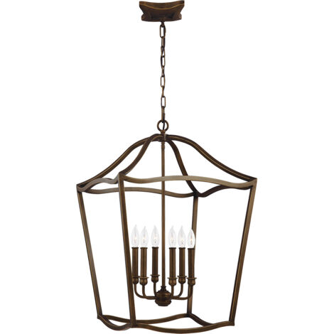 Elstead Yarmouth - Luminaire suspendu à 6 ampoules, laiton vieilli peint (1/5)