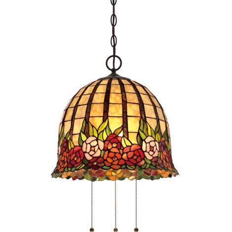 Elstead Rosecliffe - Suspension à 3 ampoules au fini bronze impérial, verre de style Tiffany, E27 (1/4)