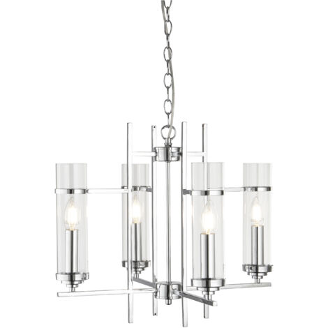 Searchlight Milo - Luminaire suspendu à 4 bras multiples, chrome, verre quatre, E14 (1/3)